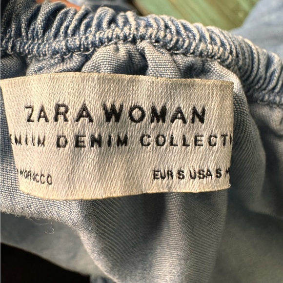 Zara Blue Solid Off Shoulder Sheath Dress Lyocell Size Small - Picture 9 of 10